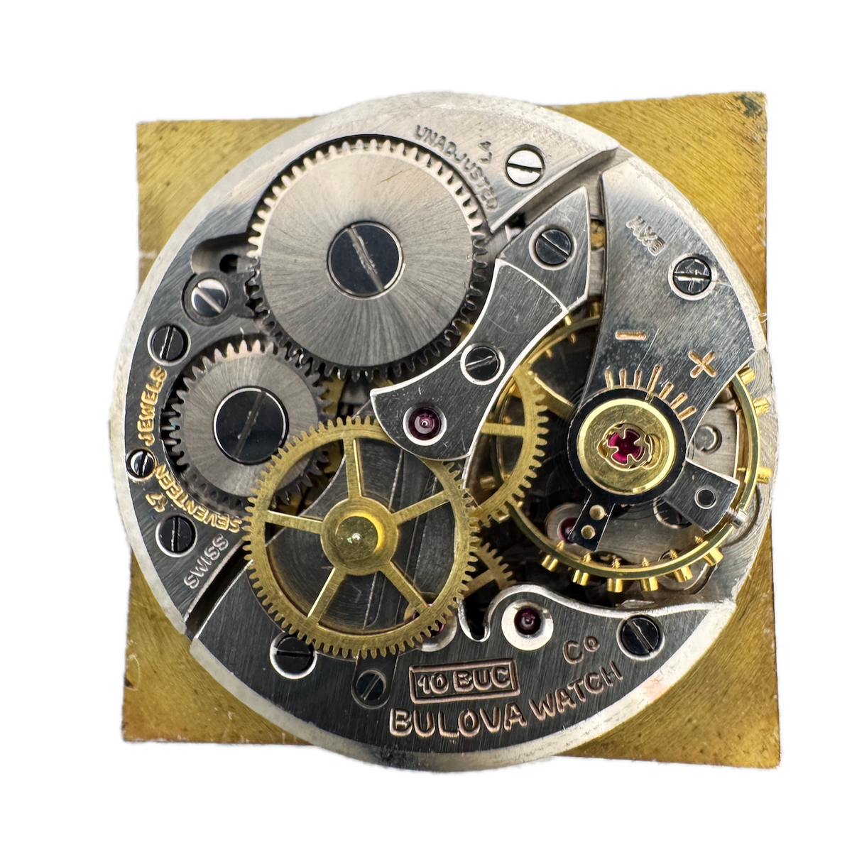 Vintage 26.5mm Bulova 17 Jewel Mechanical Men's Wristwatch Movement 10BUC Swiss