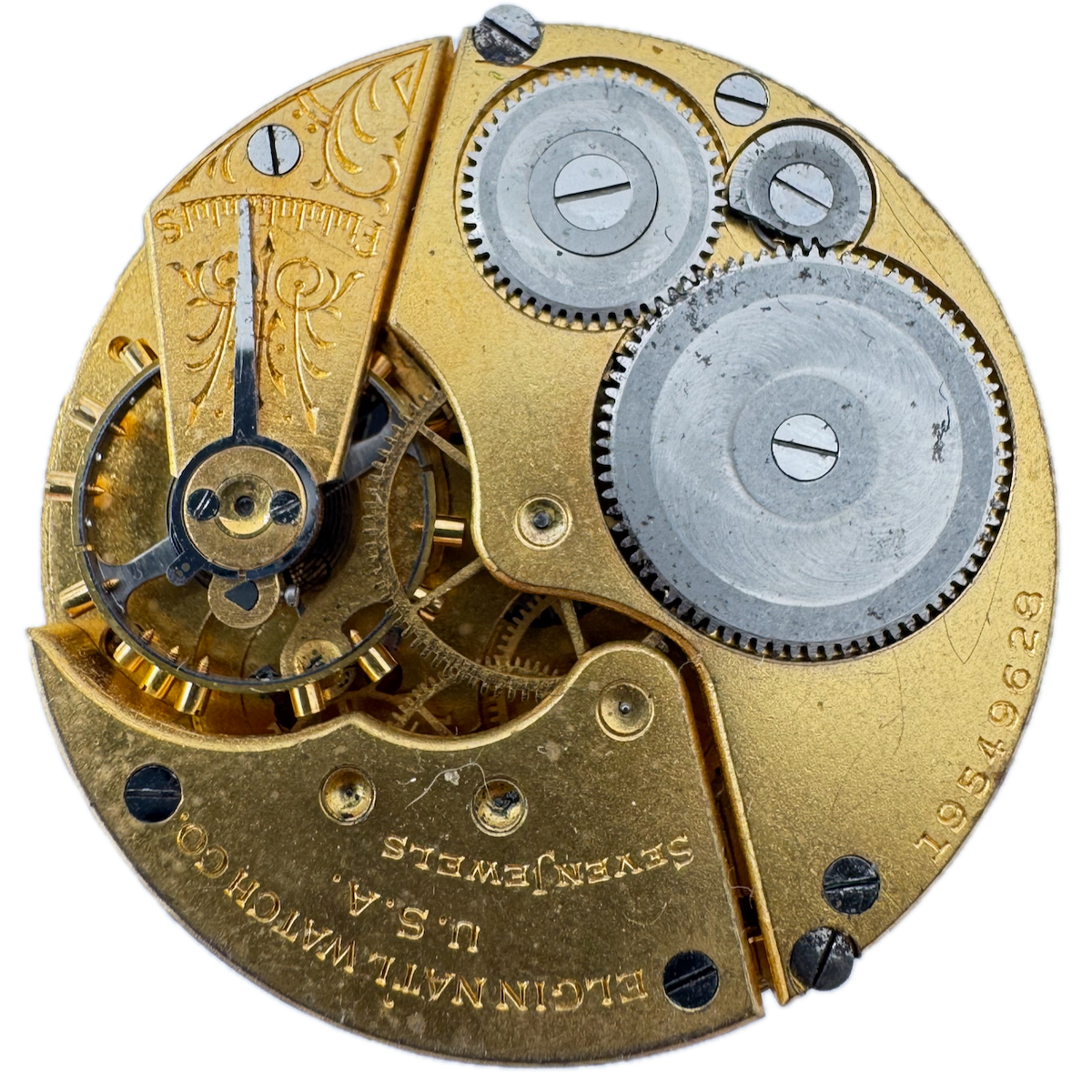 Antique 16s 1917 Elgin 7 Jewel Mechanical Pocket Watch Movement 293 USA