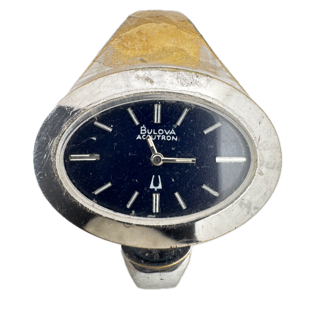Vintage 34mm Accutron Blue Dial Men's Tuning Fork Wristwatch 221 0 Steel