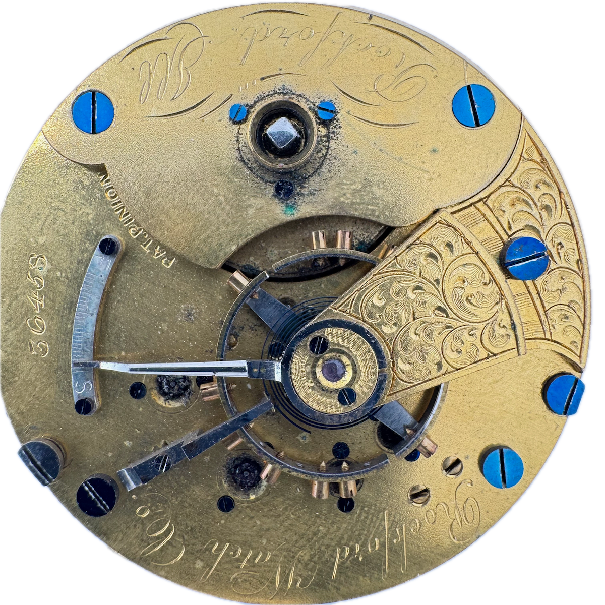 Antique 18s 1877 Rockford 9 Jewel Mechanical Hunter Pocket Watch Movement USA