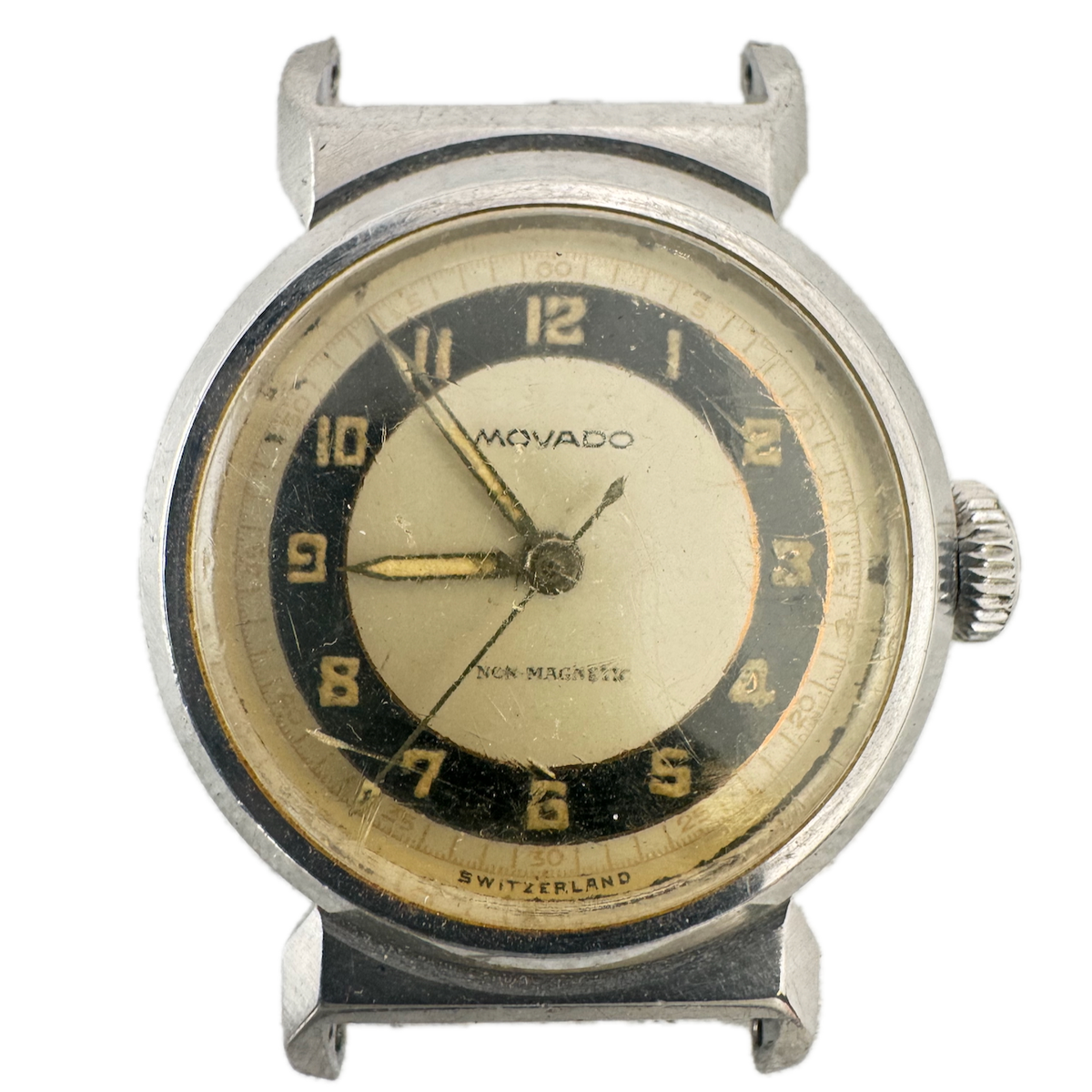 Vintage 28mm Movado Bullseye Dial Men's Mechanical Wristwatch Swiss Steel fParts