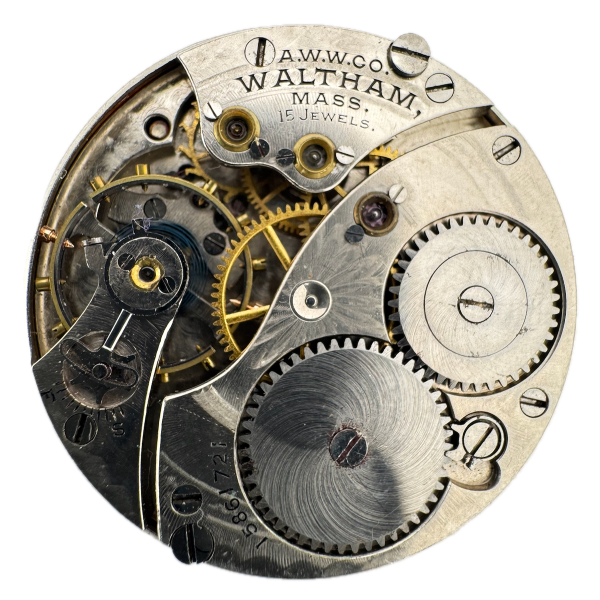 Antique 0s 1907 Waltham Roman Mechanical Hunter Pocket Watch Movement 165 USA