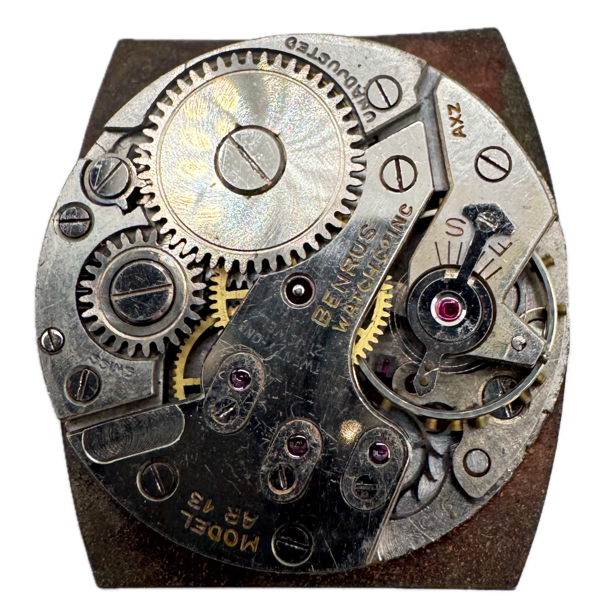 Vintage 23.5mm Benrus AR 13 21 Jewel Mechanical Men's Wristwatch Movement Swiss