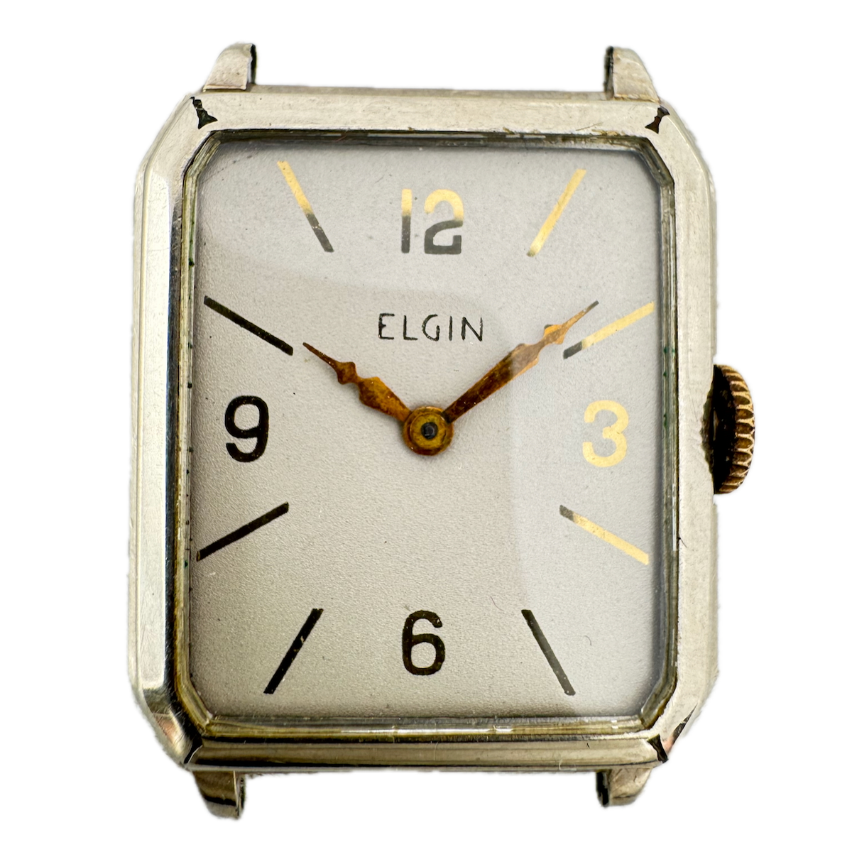 Vintage 25.5mm Elgin 7517 15 Jewel Men's Mechanical Wristwatch USA 14k White GF