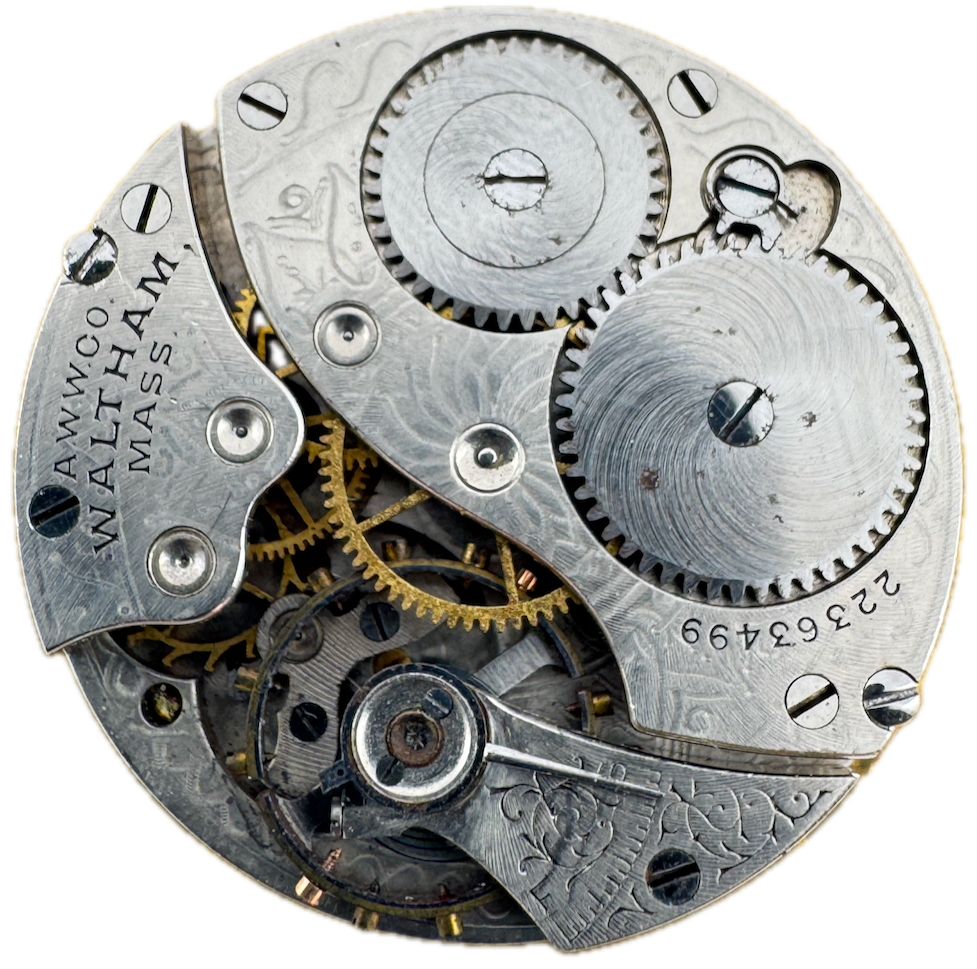 Antique 3/0s 1918 Waltham Yellow 7 Jewel Mechanical Pocket Watch Movement 361