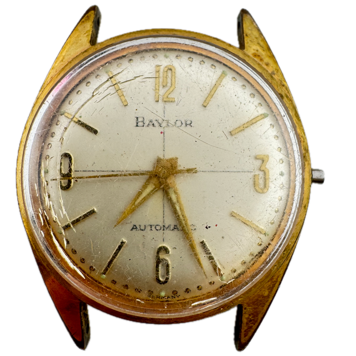 Vintage Baylor Crosshair Men's Automatic Wristwatch P57-59 Steel & Gold Plate