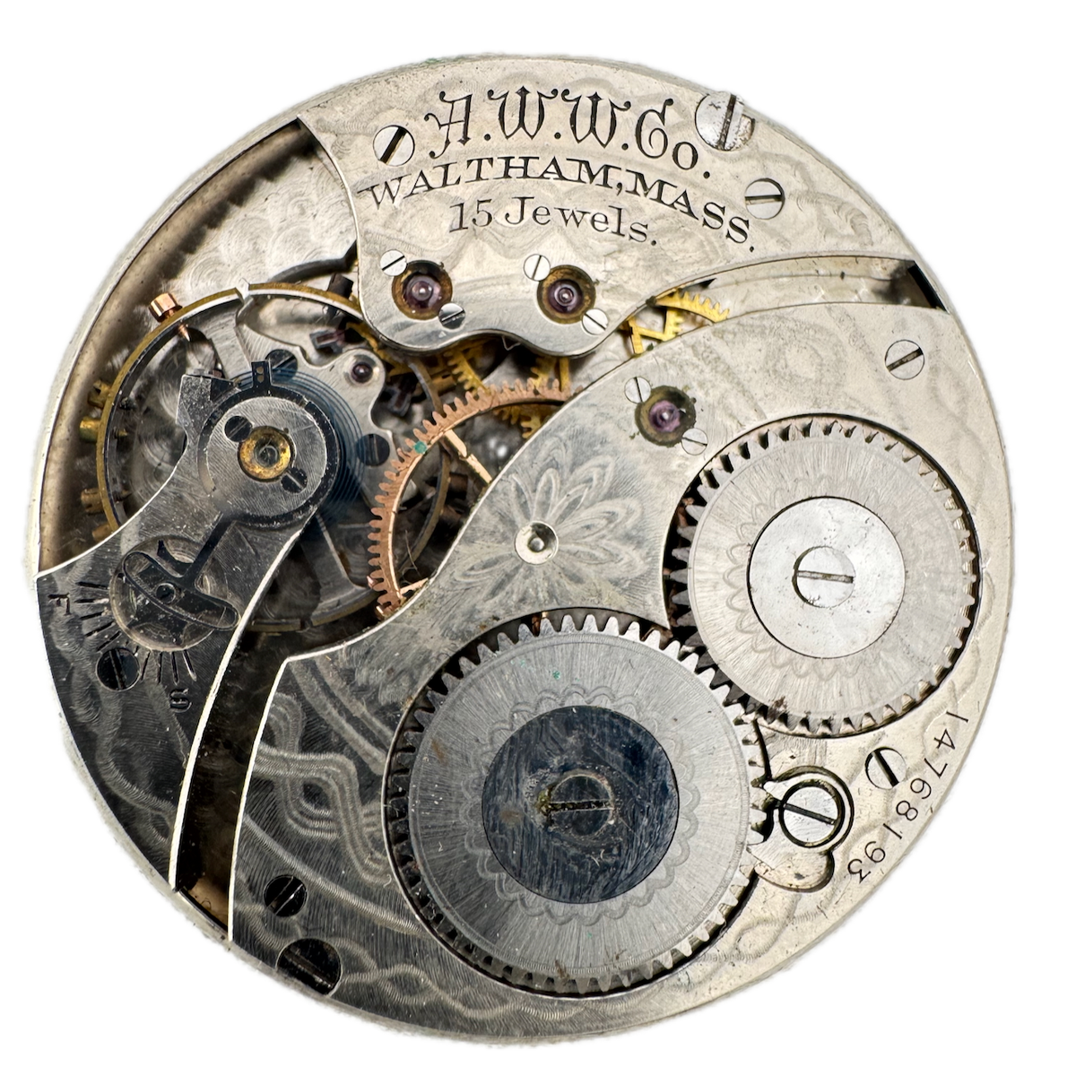 Antique 12s 1906 Waltham Multicolor 15j Hunter Pocket Watch Movement 220 USA
