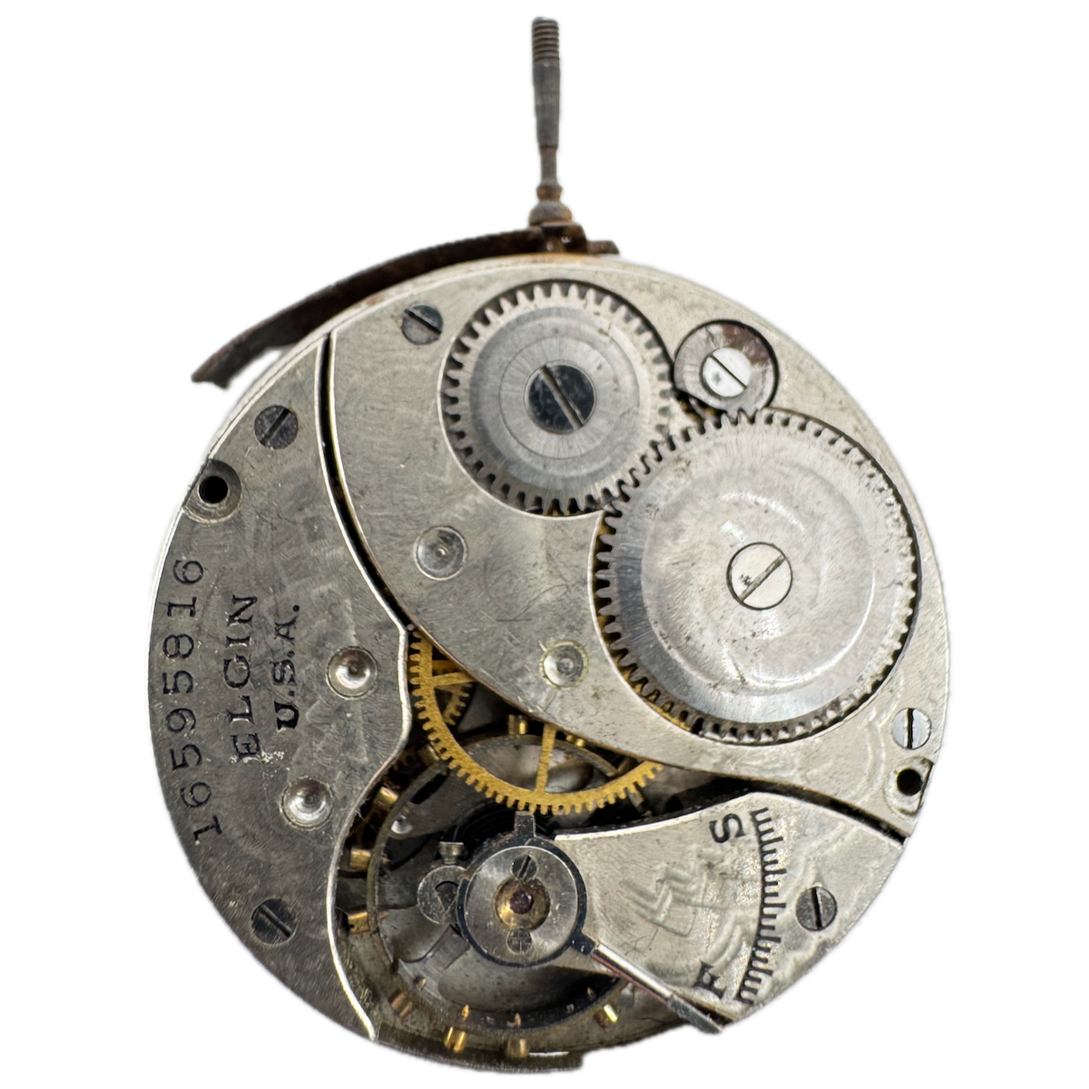 Antique 0s 1912 Elgin 7 Jewel Mechanical Hunter Pocket Watch Movement 320 USA
