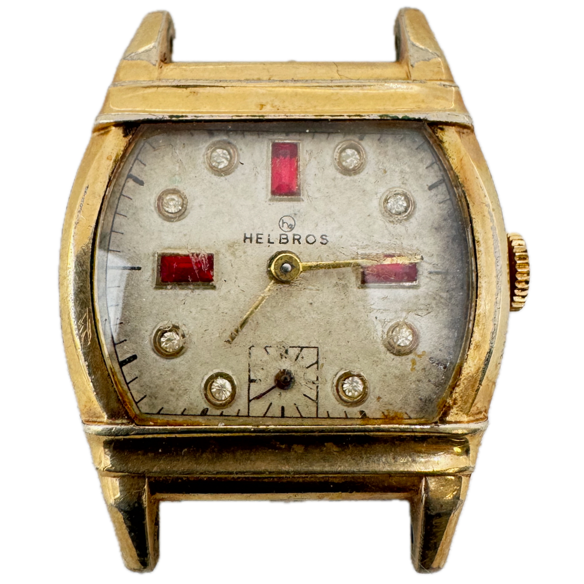 Vintage Helbros Jeweled Men's Mechanical Wristwatch 99 Swiss Steel & 10k RGP