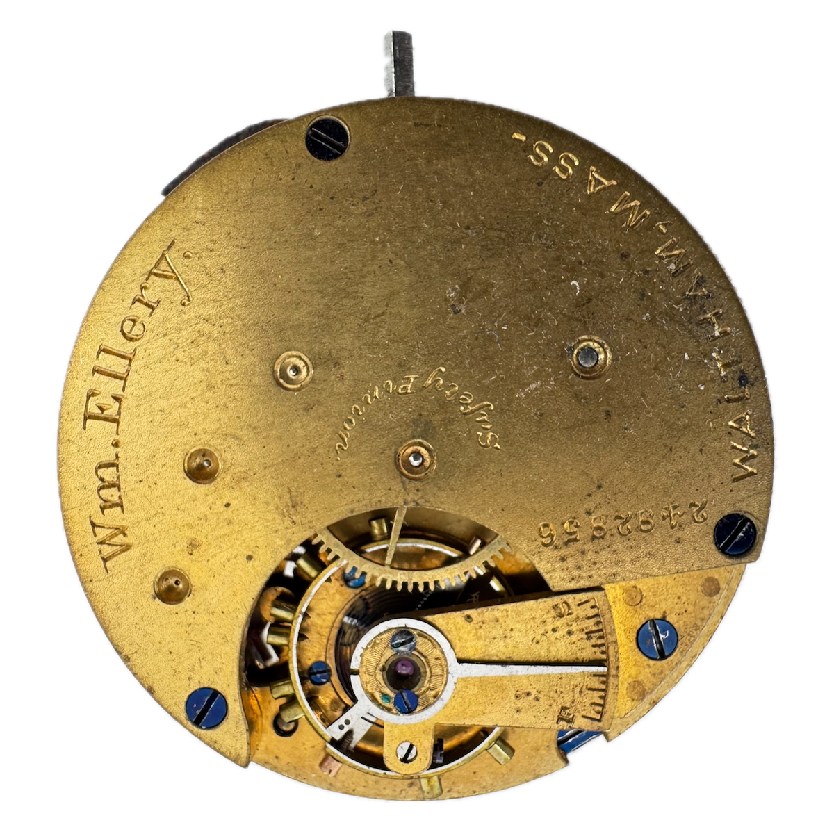 Antique 8s 1884 Waltham 7 Jewel Hunter Pocket Watch Movement WM. Ellery USA