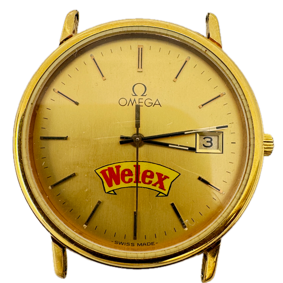 Vintage Omega 196.0260 Welex Award Logo Dial Men's Quartz Wristwatch Swiss