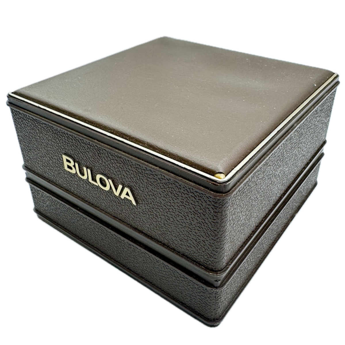 Vintage 4" Bulova Accutron Quartz Men's Wristwatch Box Plastic, Brown Felt Lined