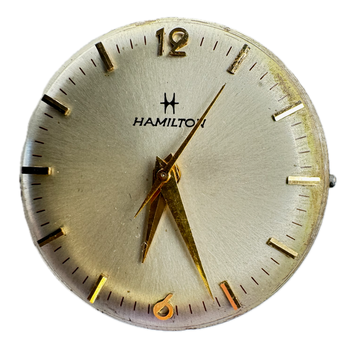 Vintage 23mm Hamilton Silver Sunburst 18J Mechanical Wristwatch Movement 735 USA