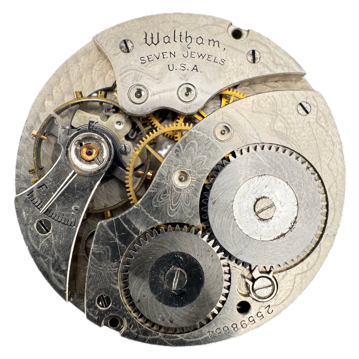 Antique 12s 1926 Waltham 7 Jewel Mechanical Pocket Watch Movement 210 USA