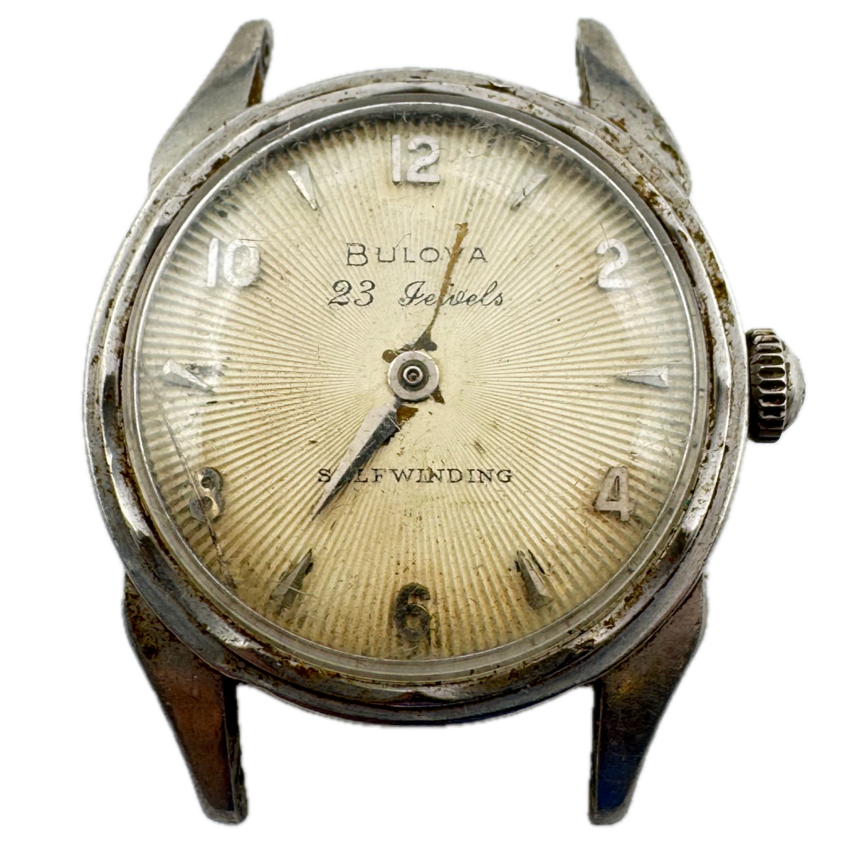 Vintage 1958 Bulova Sunburst Men's Automatic Wristwatch Swiss Stainless Steel