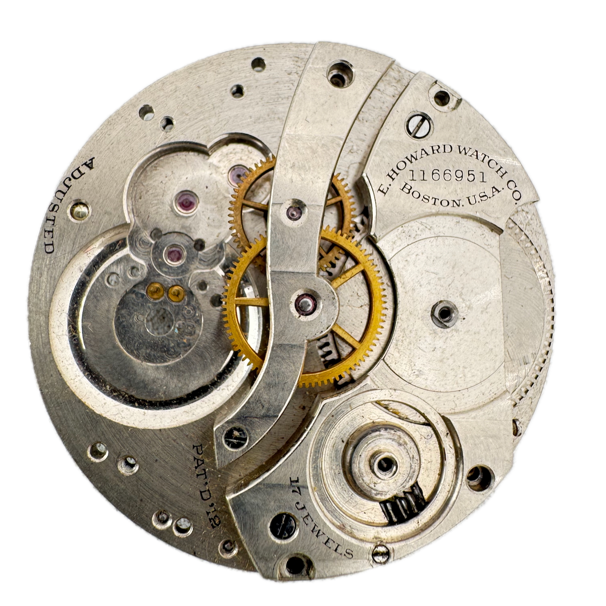 Antique 12s 1913 Howard 17 Jewel Mechanical Pocket Watch Movement Series 7 USA