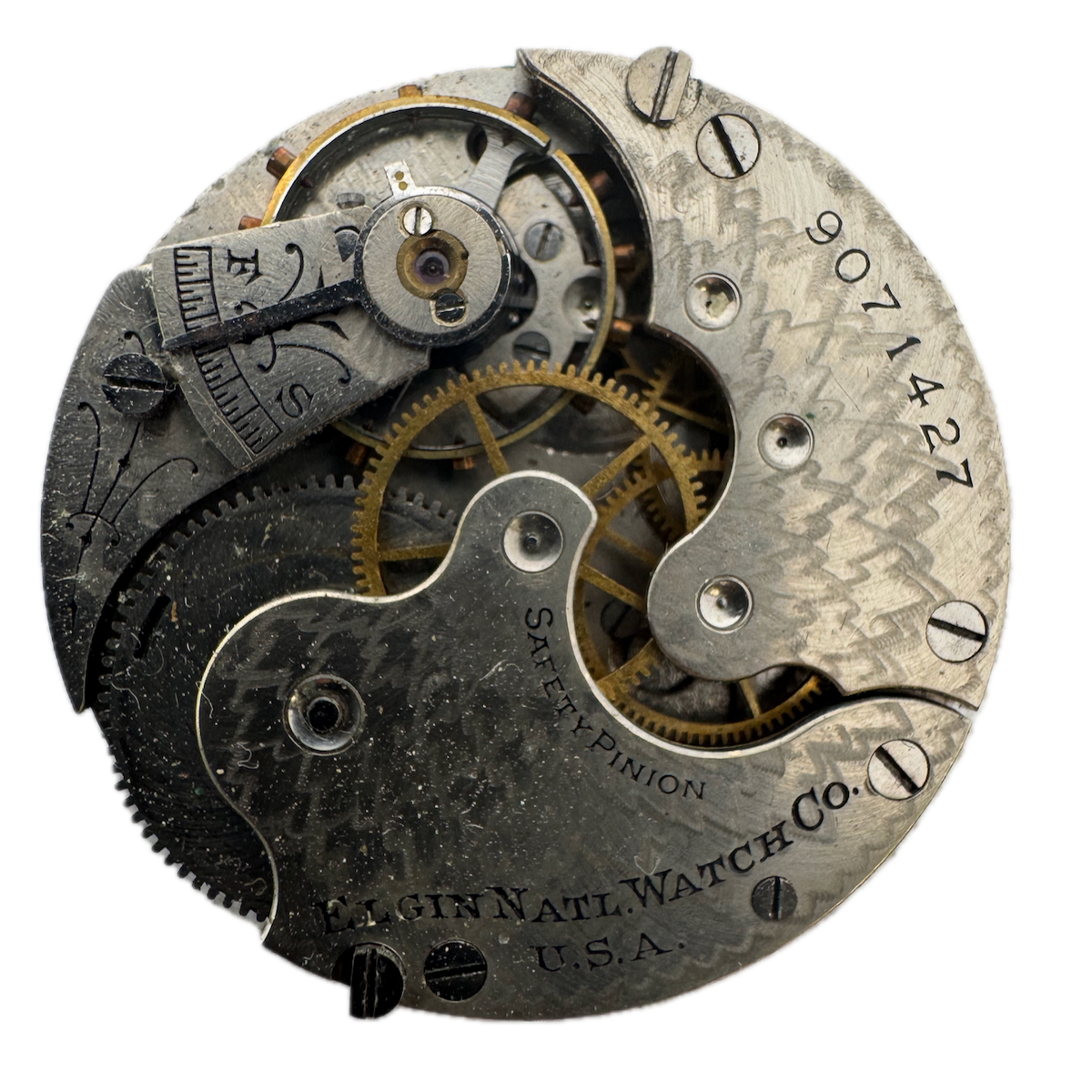 Antique 0s 1901 Elgin Multicolor 7 Jewel Hunter Pocket Watch Movement 222 USA