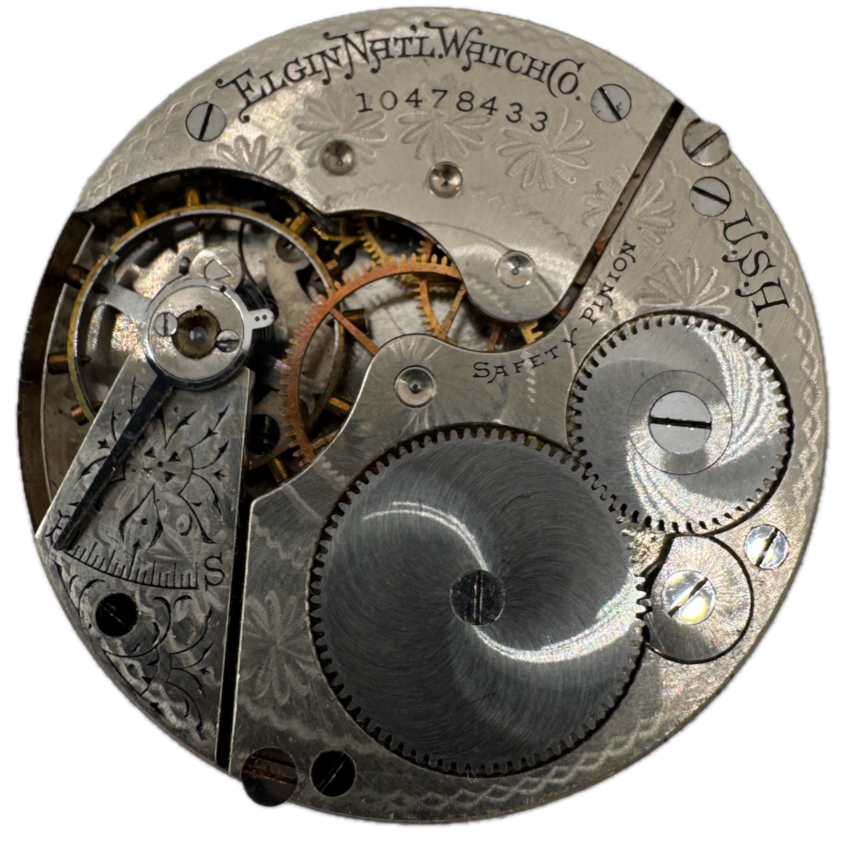 Antique 16s 1904 Elgin Multi Color 7 Jewel Hunter Pocket Watch Movement 210 USA