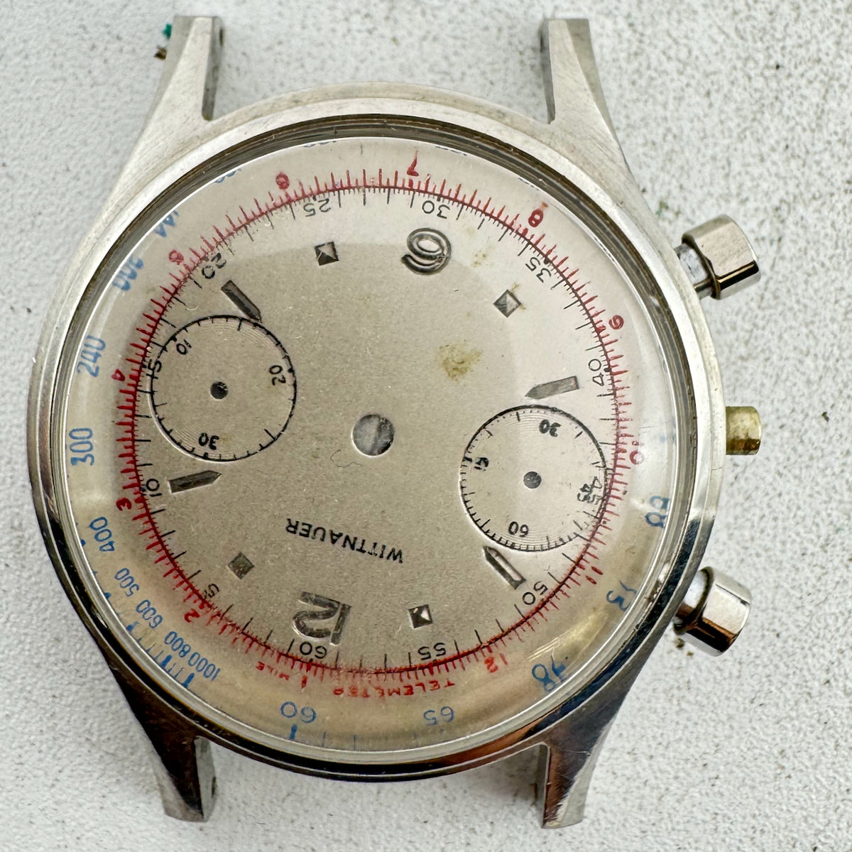 Vintage Wittnauer Bi-Compax Men's Wristwatch Case for Chronograph 35mm Steel