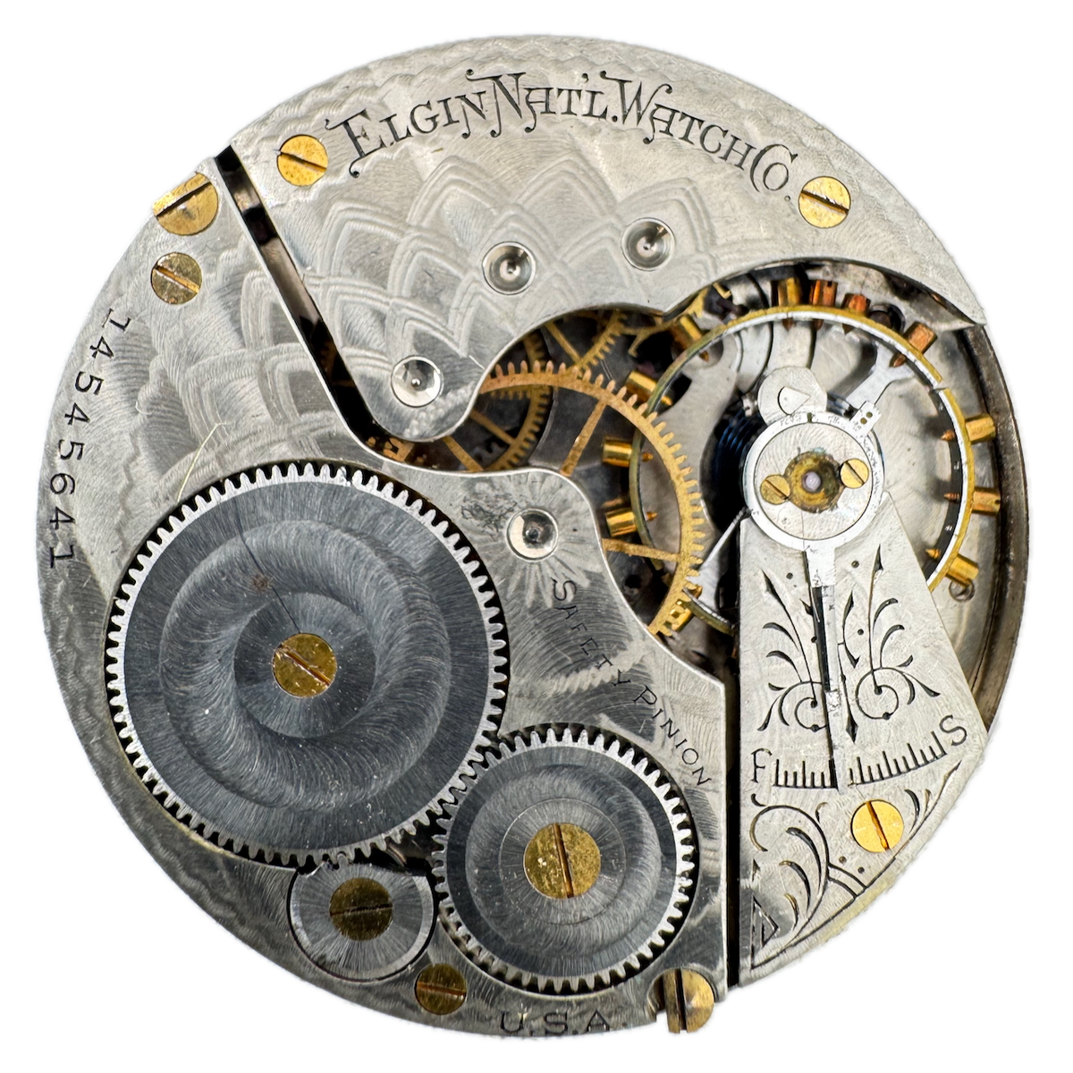 Antique 16s 1910 Elgin Gold Hands 7 Jewel Mechanical Pocket Watch Movement 291