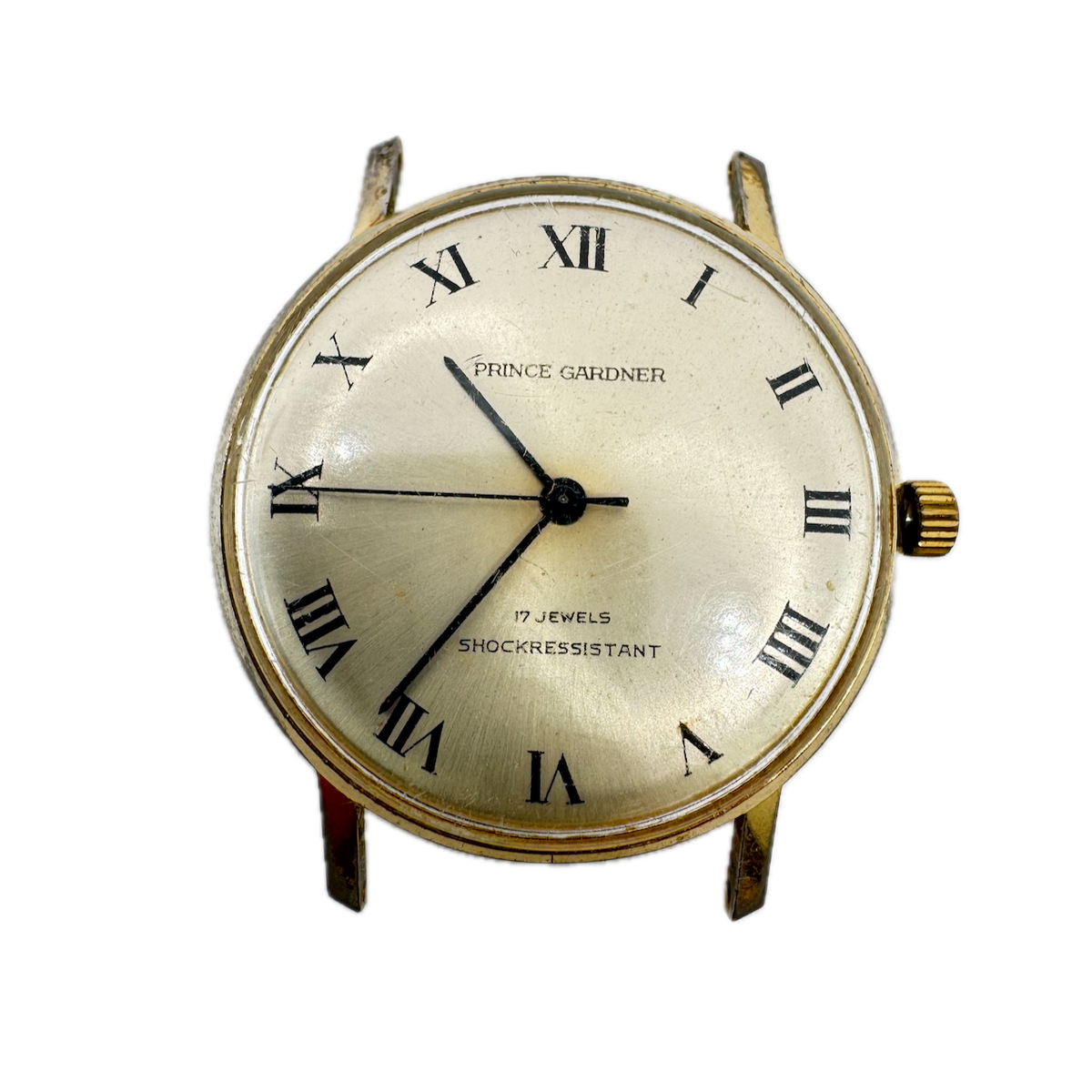 Vintage 33mm Prince Gardner Roman Dial Men's Mechanical Wristwatch Gold Tone
