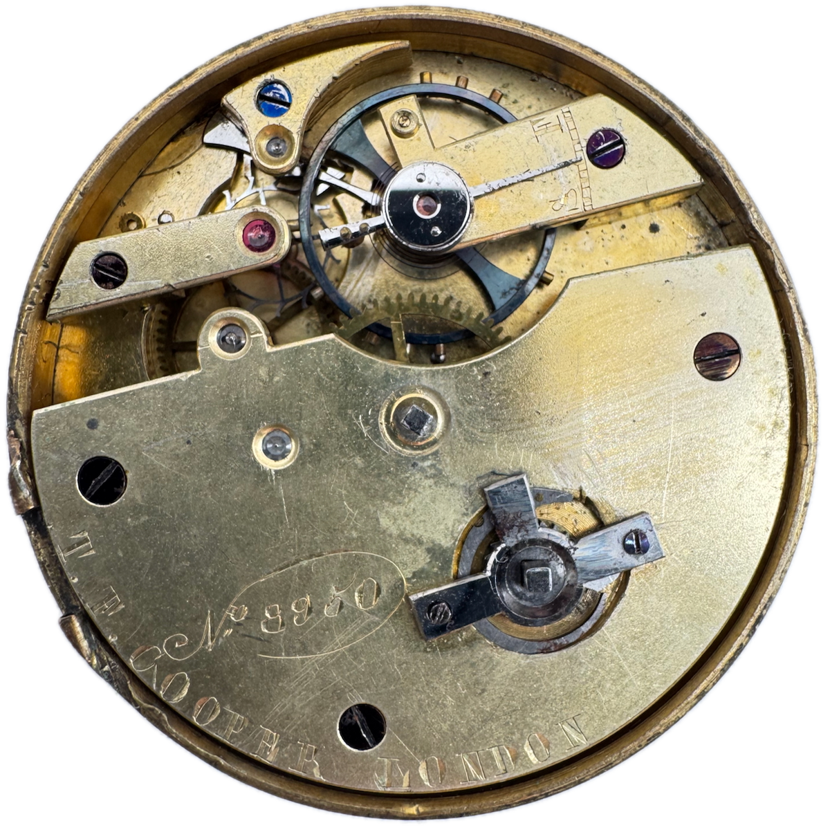 Antique 45.5mm T.F. Cooper English Lever Key Wind Pocket Watch Movement