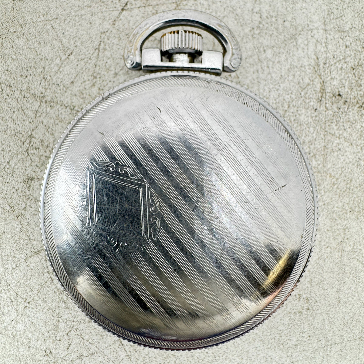 Antique 18s Star Pocket Watch Case Mechanical Chrome Plated USA Striped Art Deco