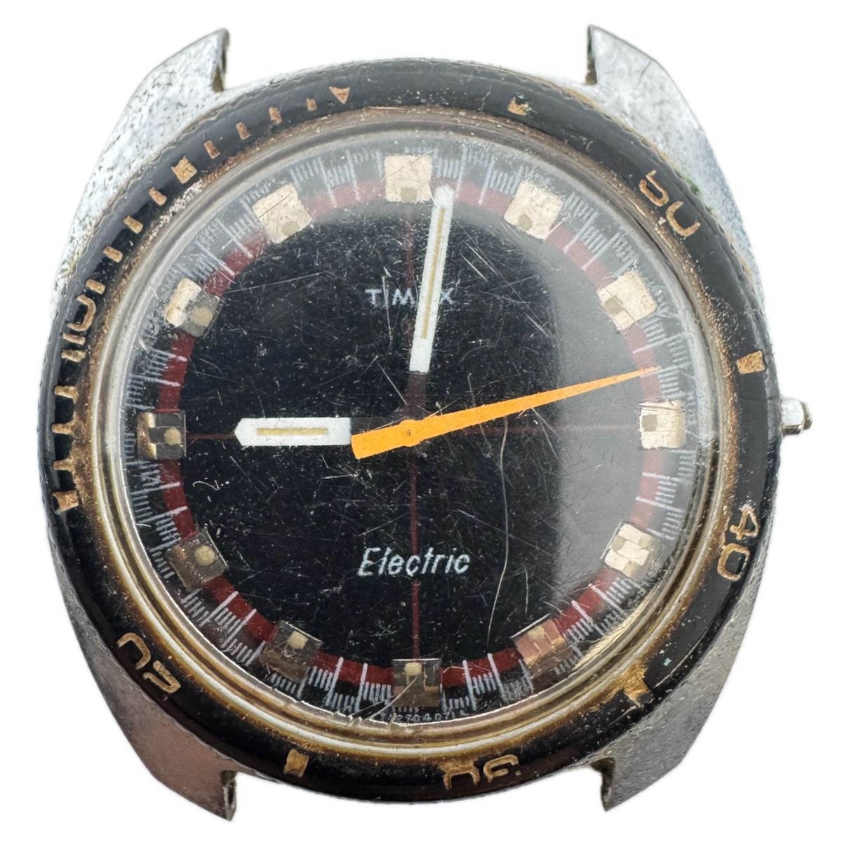 Vintage Timex Rally Style Crosshair Men's Electric Wristwatch Steel & Chrome