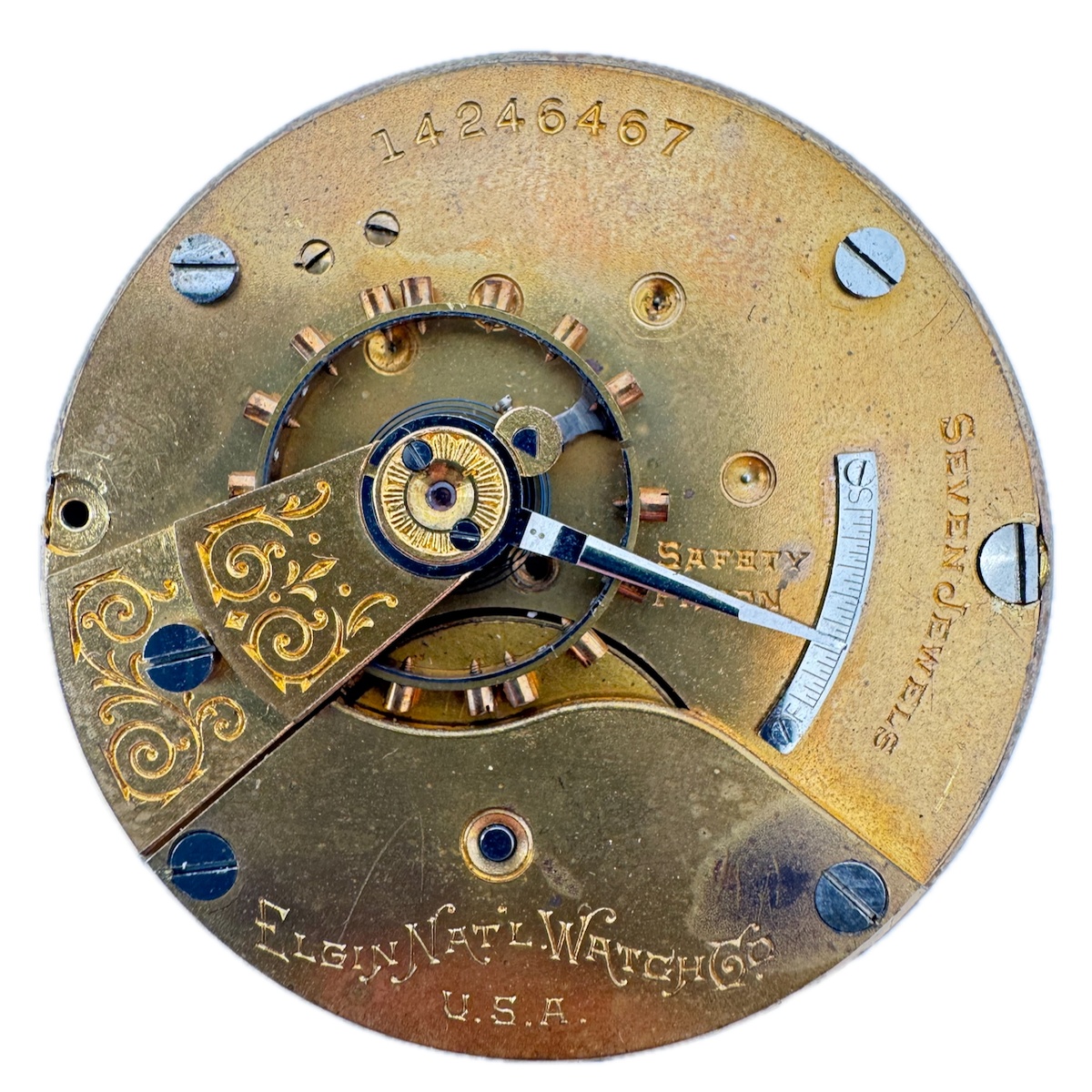 Antique 18s 1910 Elgin 7 Jewel Mechanical Hunter Pocket Watch Movement 309 USA