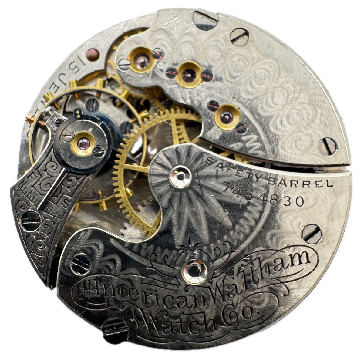 Antique 0s 1897 Waltham 15j Mechanical Hunter Pocket Watch Movement 65 USA