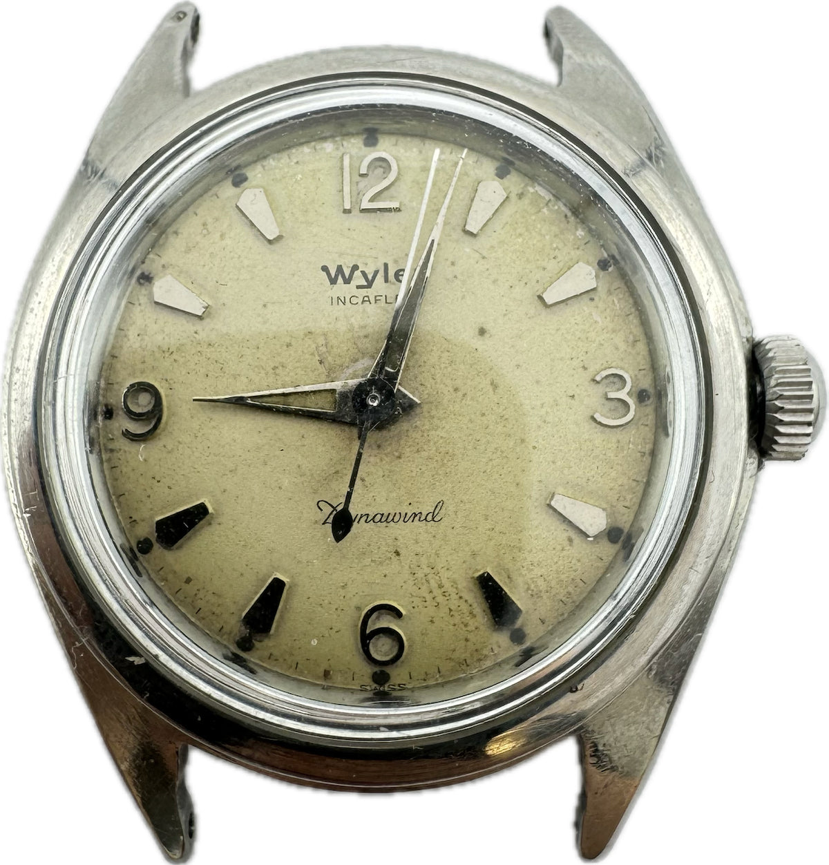 Vintage 31mm Wyler Dynawind Men's Automatic Wristwatch Swiss Steel for Parts