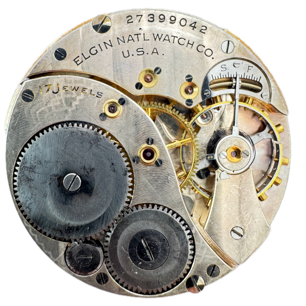 Antique 12s 1925 Elgin 17 Jewel Mechanical Pocket Watch Movement 477 USA