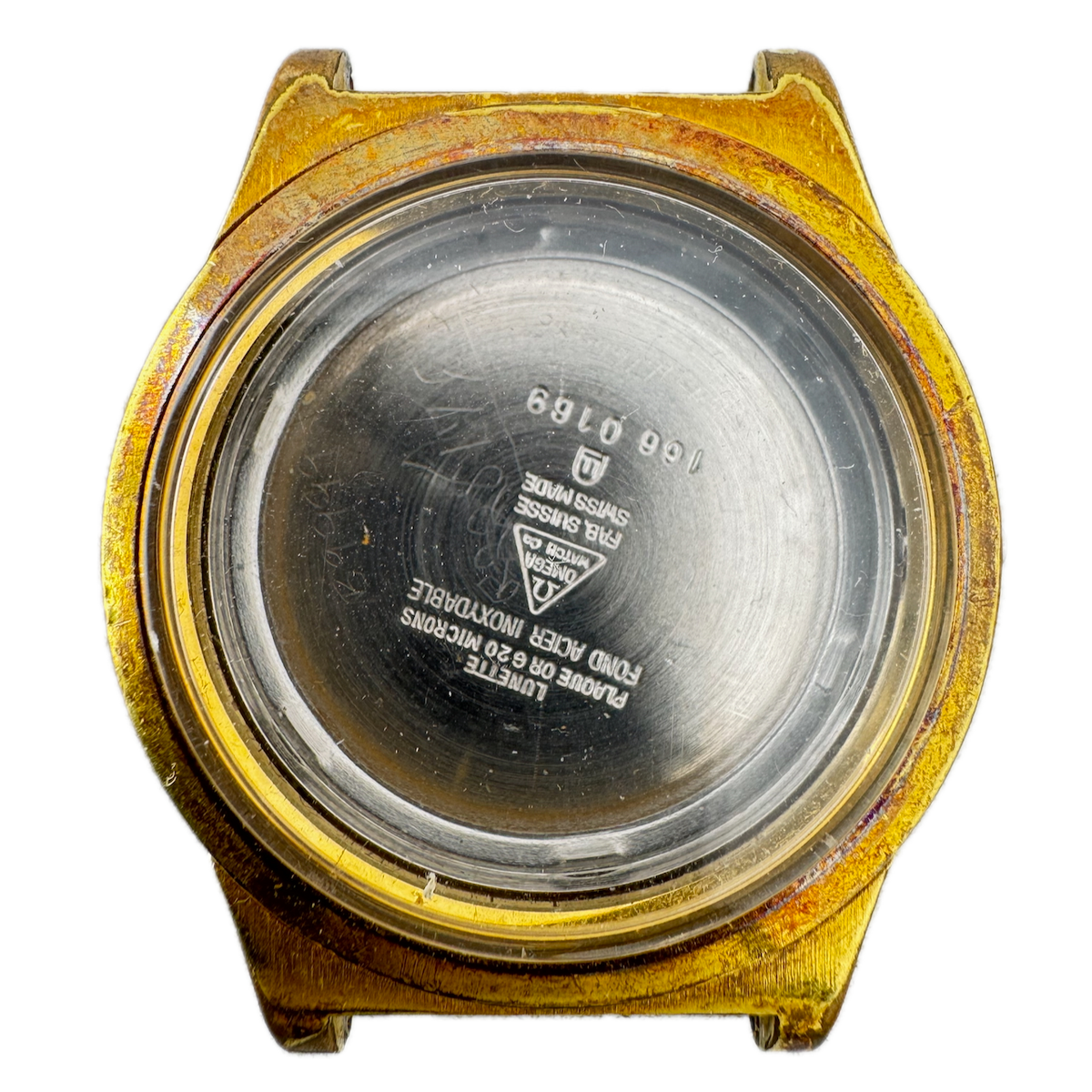 Vintage Omega 166.0169 Men's Wristwatch Case 36mm Steel & Gold PlatedSwiss