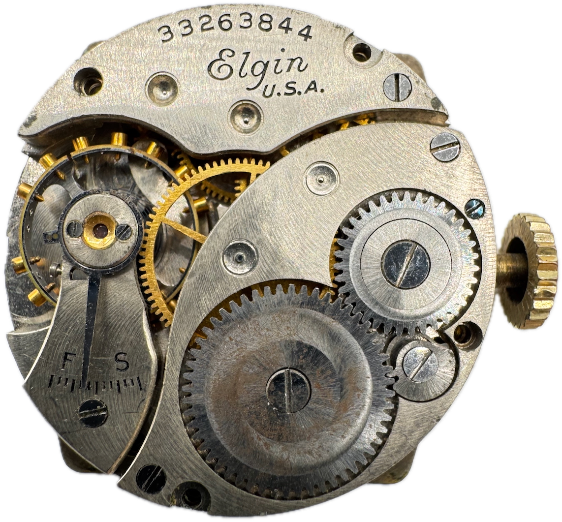Vintage 27mm Elgin Hex Style 7 Jewel Mechanical Men's Wristwatch Movement 485