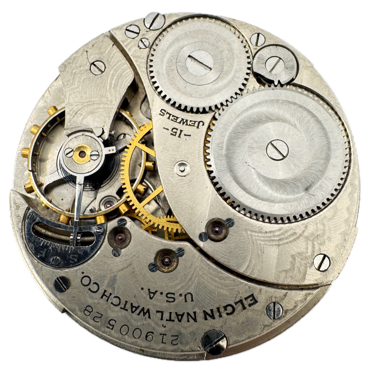 Antique 12s 1919 Elgin 15 Jewel Mechanical Pocket Watch Movement 315 USA