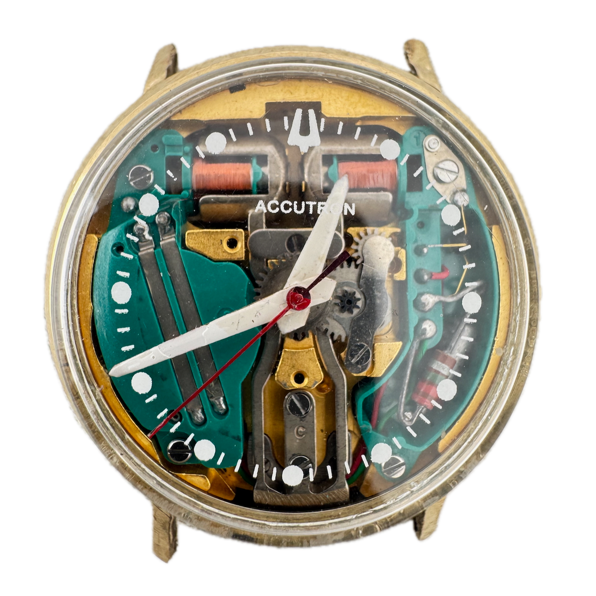 Vintage 36mm 1965 Accutron Spaceview Men's Tuning Fork Wristwatch 214 10k GF