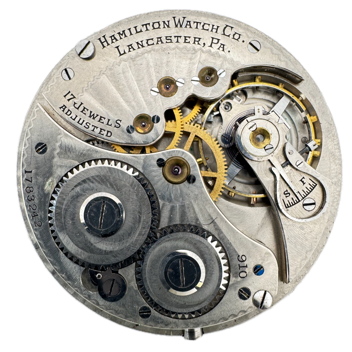 Antique 14s 1914 Hamilton 17 Jewel Mechanical Pocket Watch Movement 910 USA