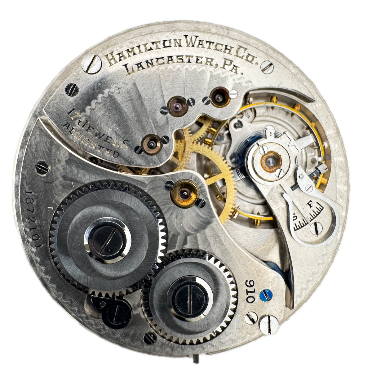 Antique 12s 1920 Hamilton 17 Jewel Mechanical Pocket Watch Movement 910 USA