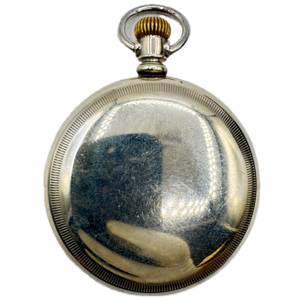 Antique 18s Dueber Coin Edge Open Face Pocket Watch Case Silverine USA