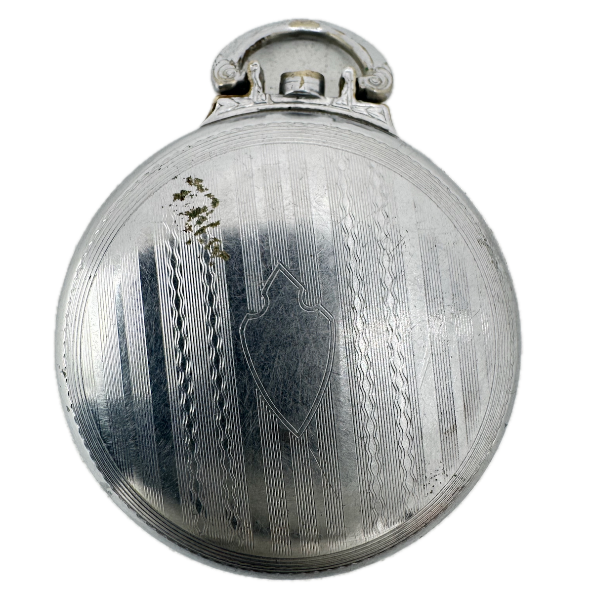 Antique 18s Illinois Shield Engraving Open Face Pocket Watch Case Nickel USA