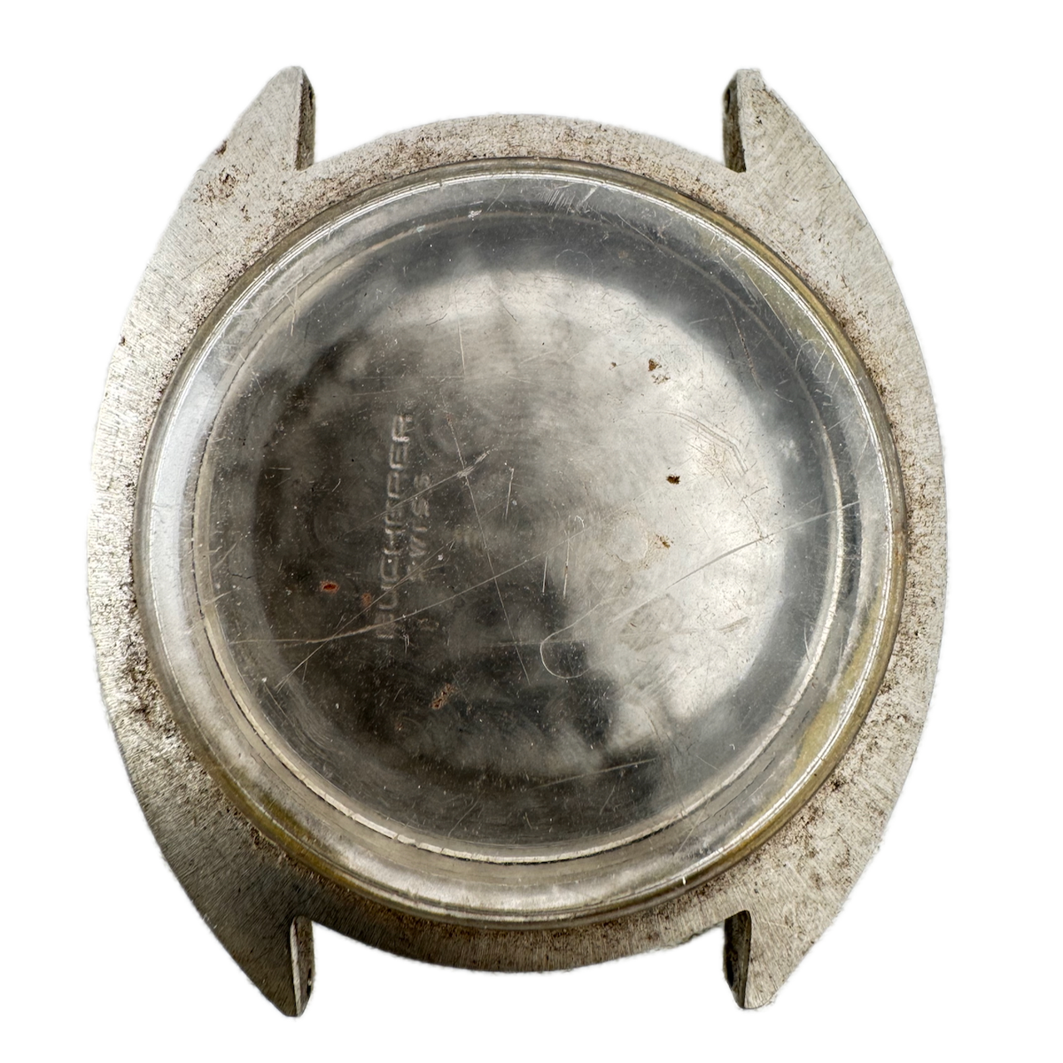 Vintage Bucherer 1702 Men's Wristwatch Case 35mm Stainless Steel Swiss