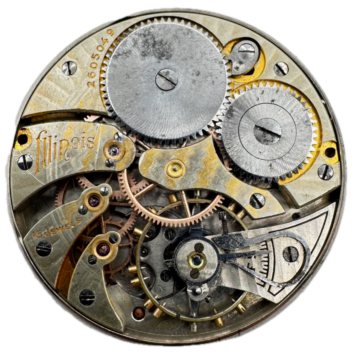 Antique 12s 1914 Illinois Two Tone Mechanical Pocket Watch Movement 403
