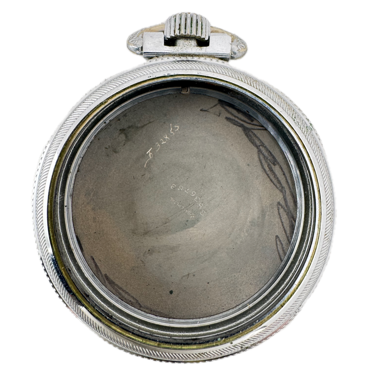 Antique 18s Unbranded Deco Edge Open Face Pocket Watch Case Chrome USA