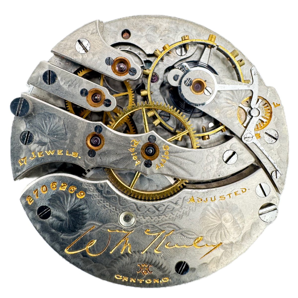 Antique 16s 1927 Hampden 17j Mechanical Pocket Watch Movement Wm McKinley USA