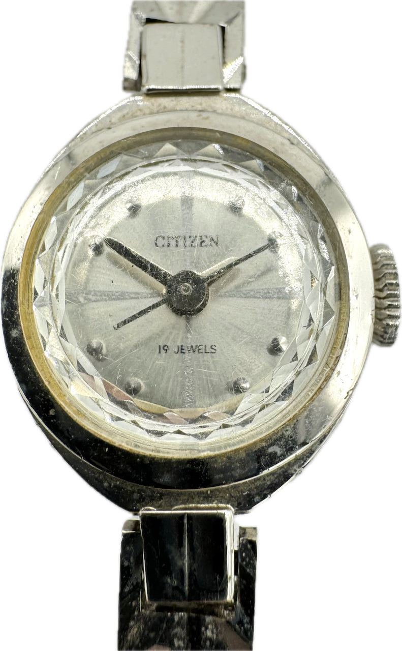 Vintage Citizen 19 Jewel Ladies Mechanical Wristwatch Japan White Gold Plated