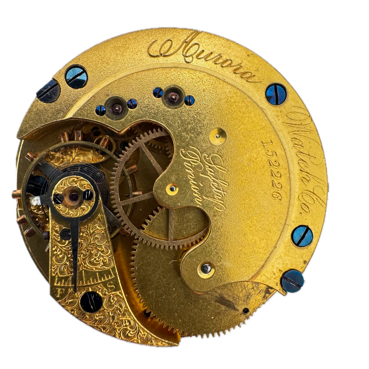 Antique 6s 1887 Aurora 7 Jewel Mechanical Hunter Pocket Watch Movement USA