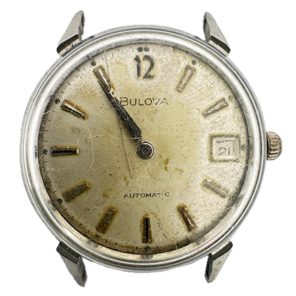 Vintage 33mm Bulova Date 17 Jewel Men's Automatic Wristwatch 11AOACD S. Steel