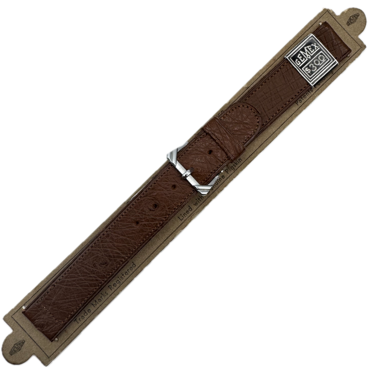 Vintage 15.5mm Gemex Men's Wristwatch Band Ostrich Leather Deployant Two Piece