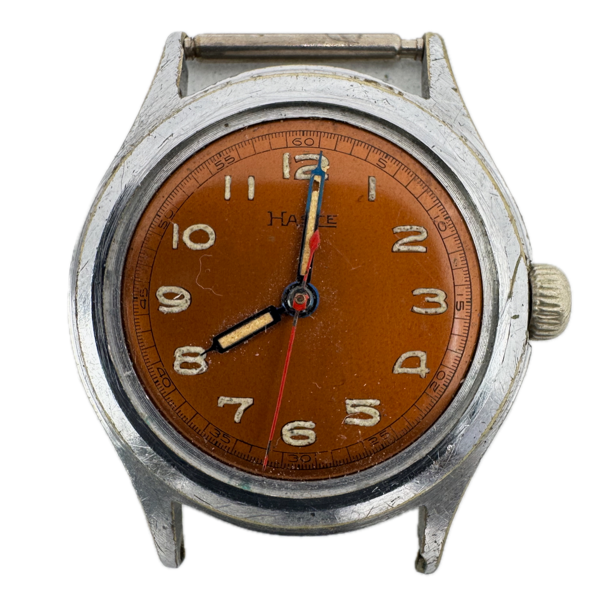 Vintage Haste Copper Dial Men's Mechanical Wristwatch 370 Swiss Steel