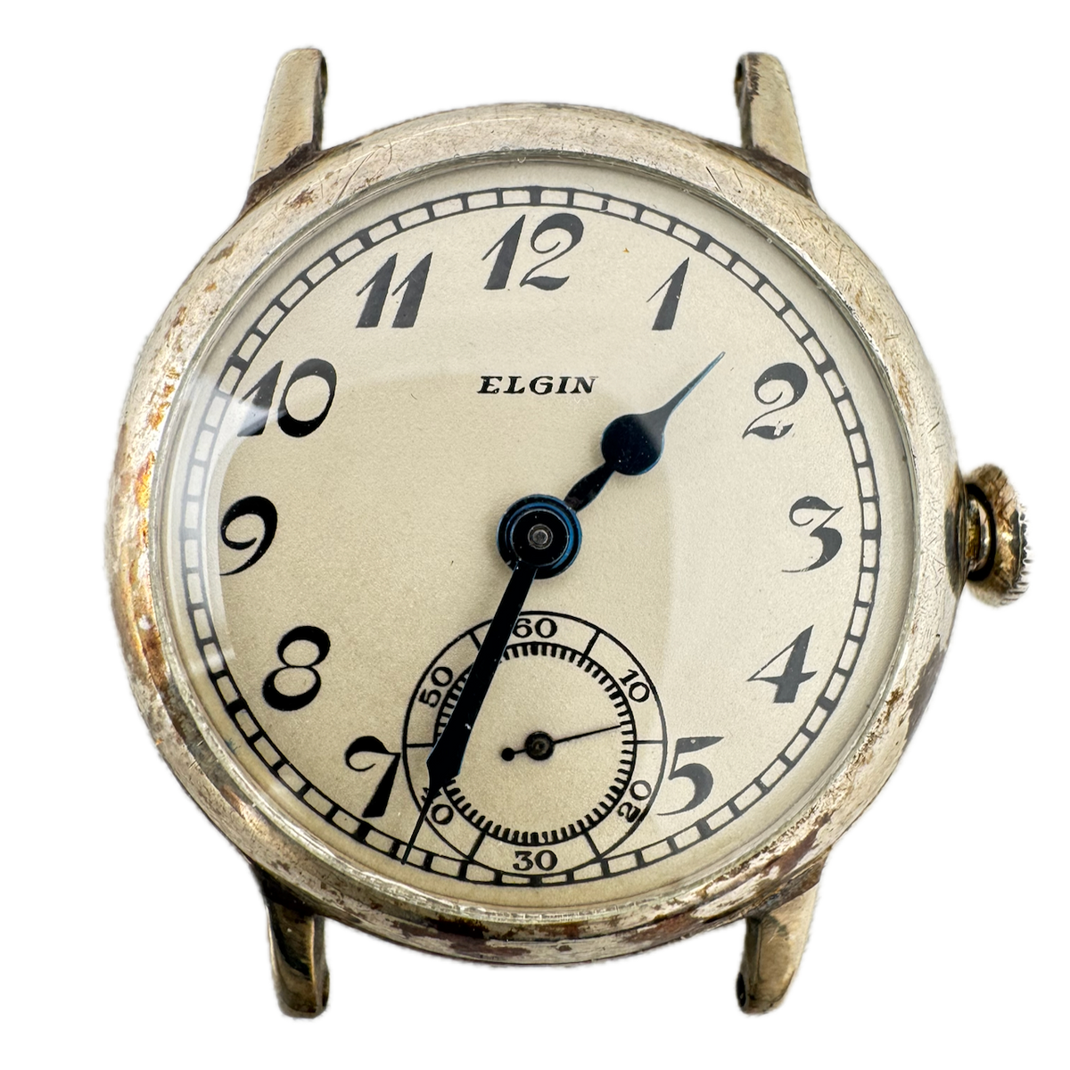 Vintage 31.5mm 1933 Elgin Art Deco Men's Mechanical Wristwatch Sterling Silver